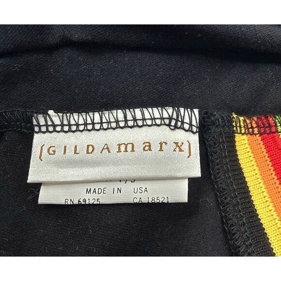 Gilda Marx VTG 80s Cotton Rainbow Stripe LS Leotard Adult XS (Y/J) Black - Picture 10 of 16